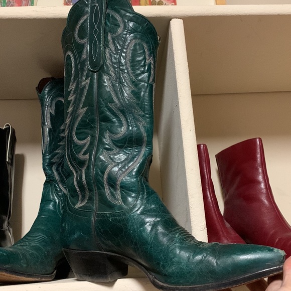 💚Vintage green(w/purple & light pink stitching- RIGHT!?) Larry Mahan ,El Paso💚 - Picture 13 of 14